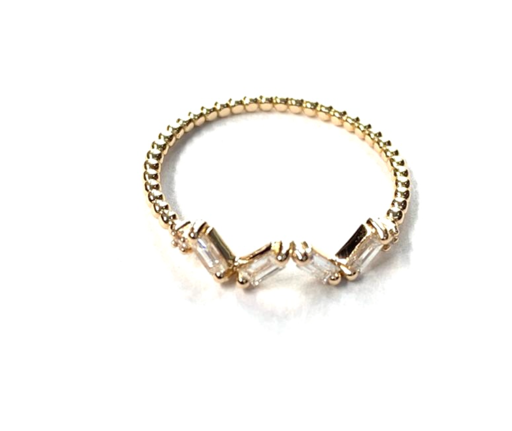 ZIGZAG BEADED DIAMOND RING
