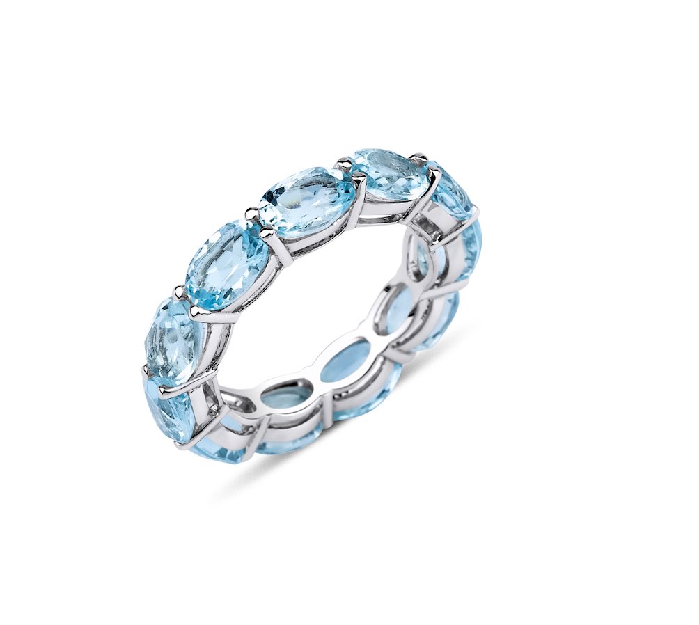 AQUAMARINE ETERNITY BAND RING