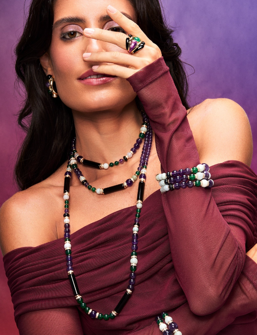 PORTINARI RING AMETHYST AND GREEN AGATE
