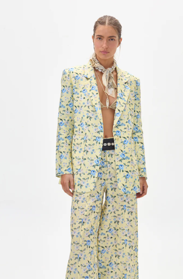 Hygge Linen Blazer - Francesca Print