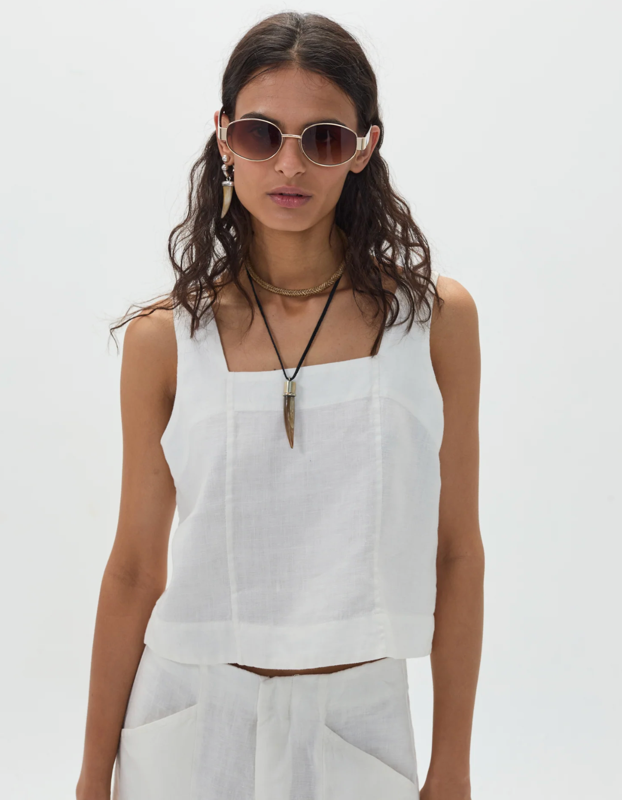 Mei Linen Top - Off White