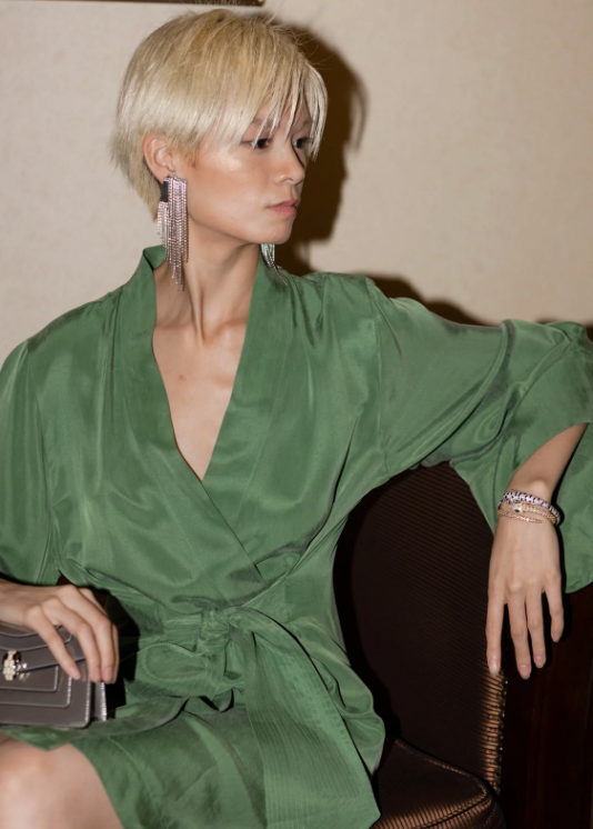 Moss Amara Mini Kimono Robe