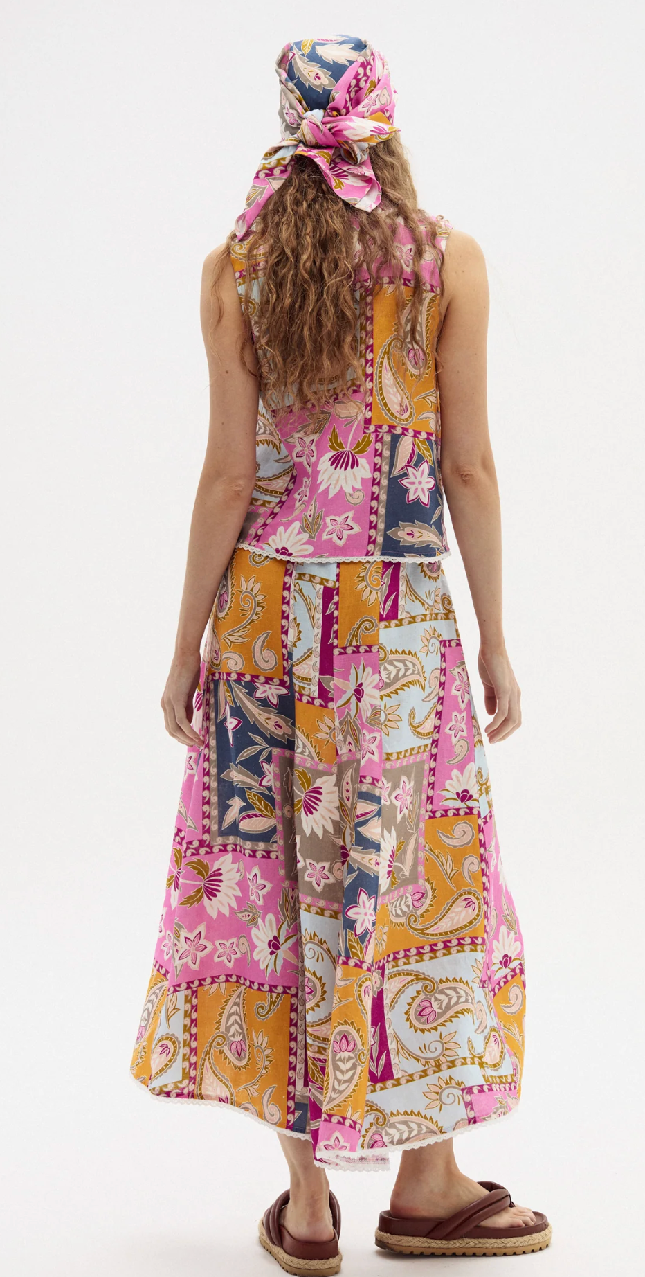 Folk Linen Skirt - Calypso Print