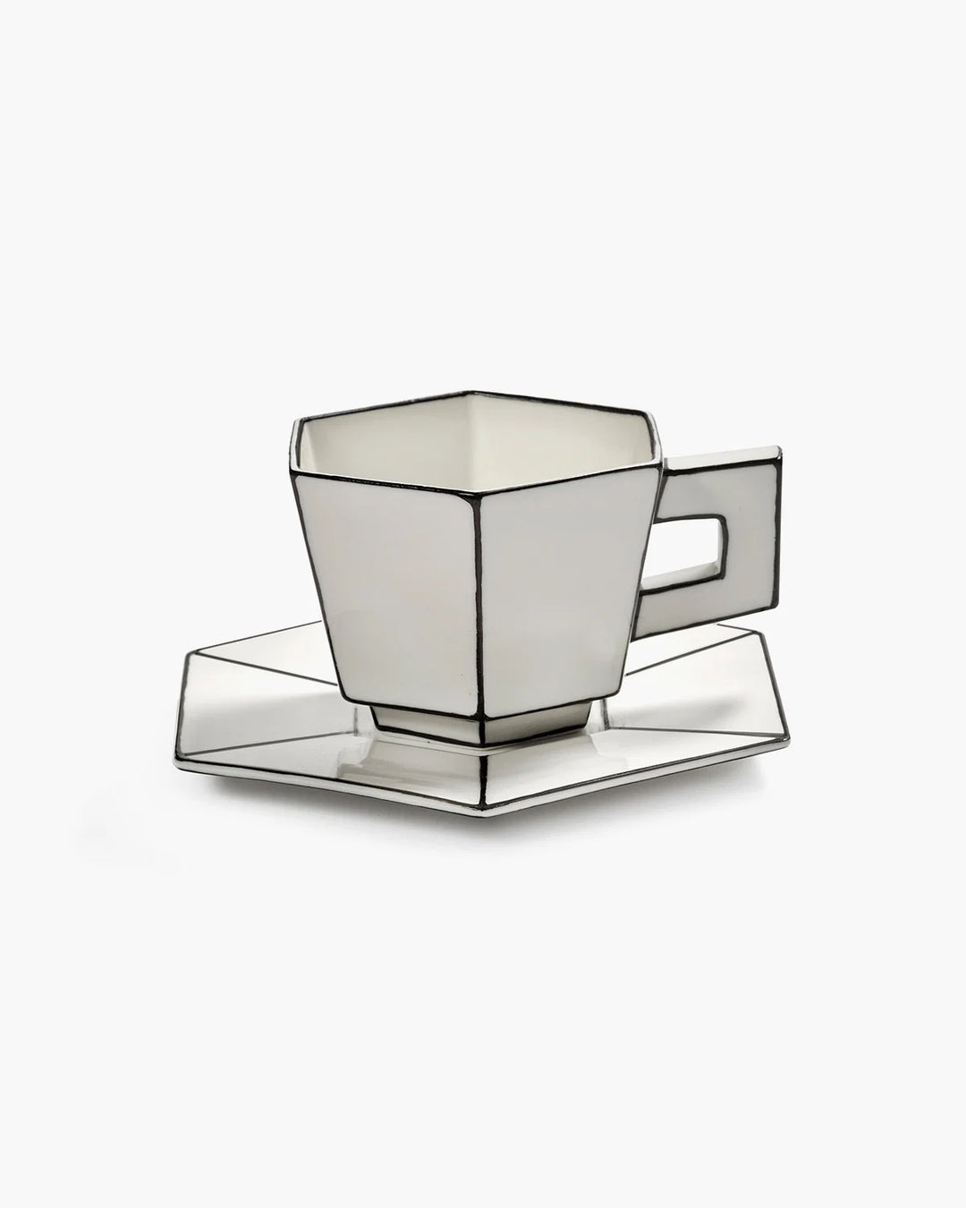 Cappuccino Cup with Saucer White - Black/ Carte Blanche (Copy)