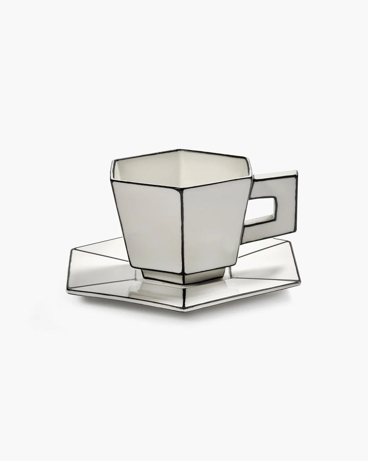 Cappuccino Cup with Saucer White - Black/ Carte Blanche (Copy)