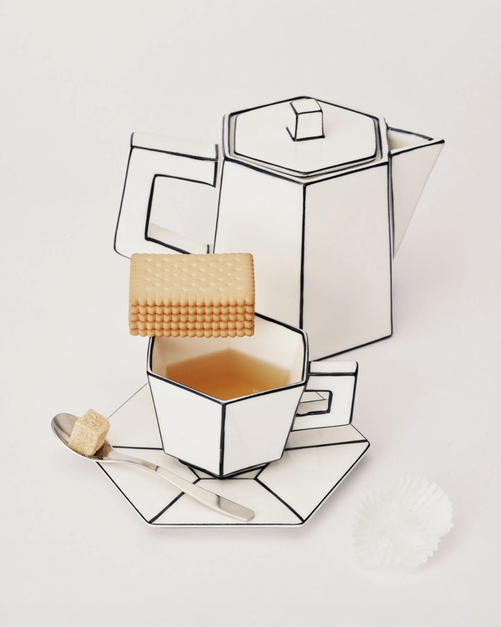 Cappuccino Cup with Saucer White - Black/ Carte Blanche (Copy)