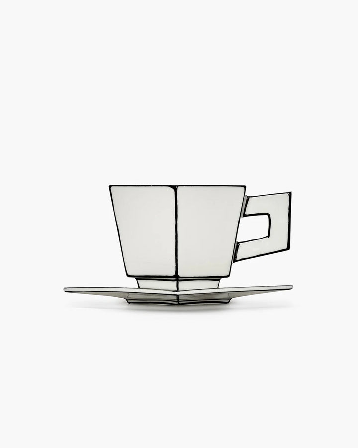 Cappuccino Cup with Saucer White - Black/ Carte Blanche (Copy)