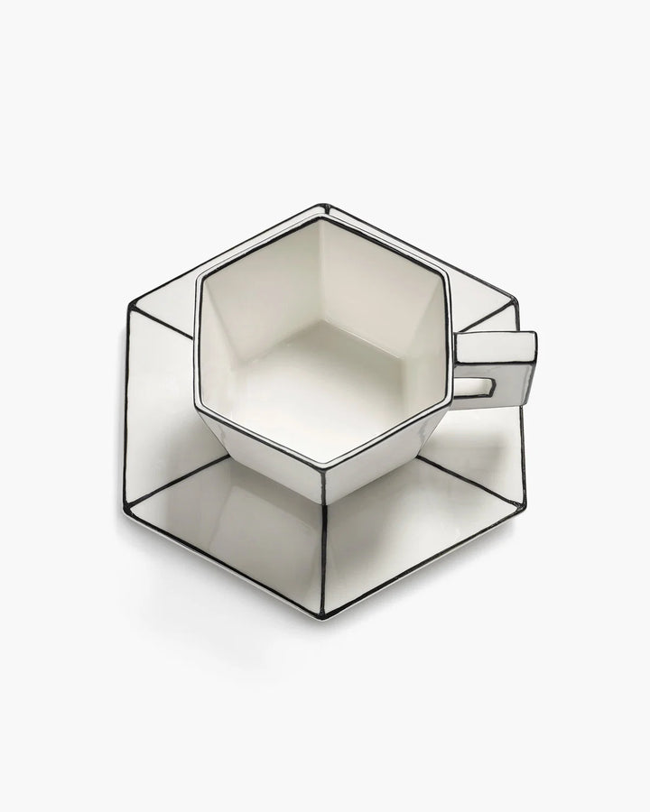 Cappuccino Cup with Saucer White - Black/ Carte Blanche (Copy)
