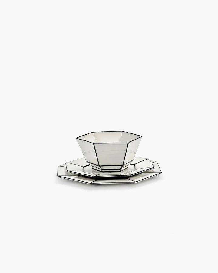 Breakfast plate White - Black /Carte Blanche