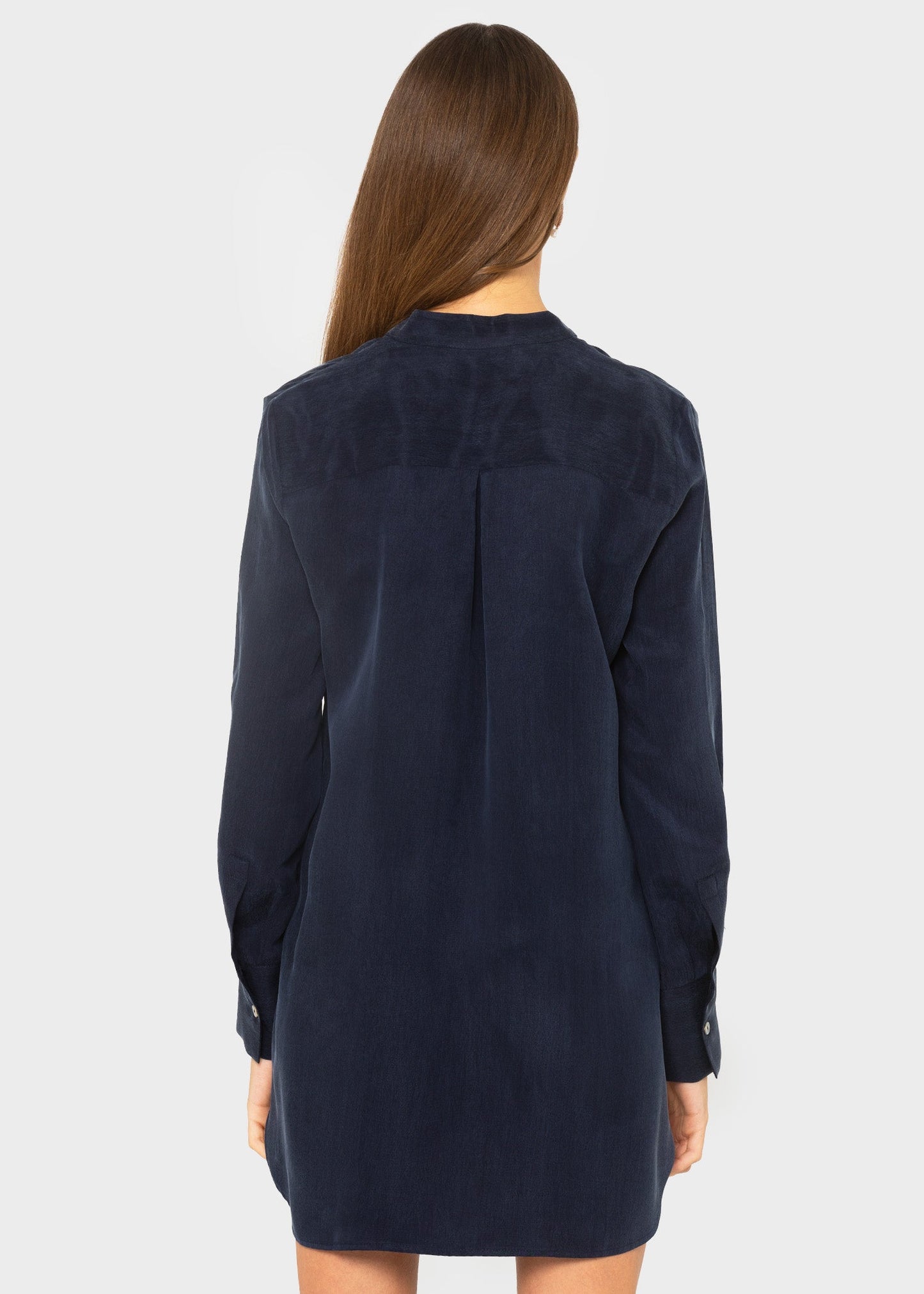 Midnight Blue Grace Band Collar Shirt-niLuu