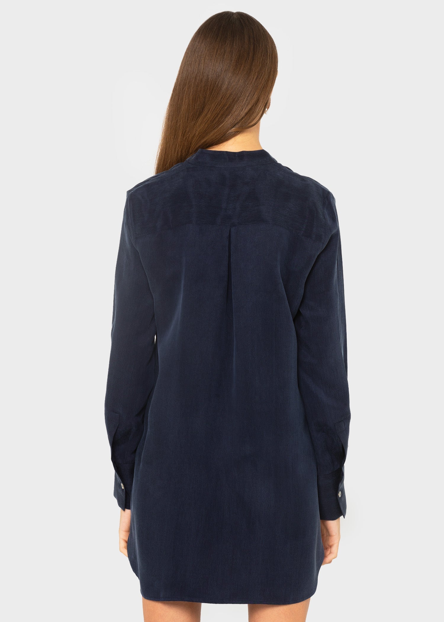 Midnight Blue Grace Band Collar Shirt-niLuu