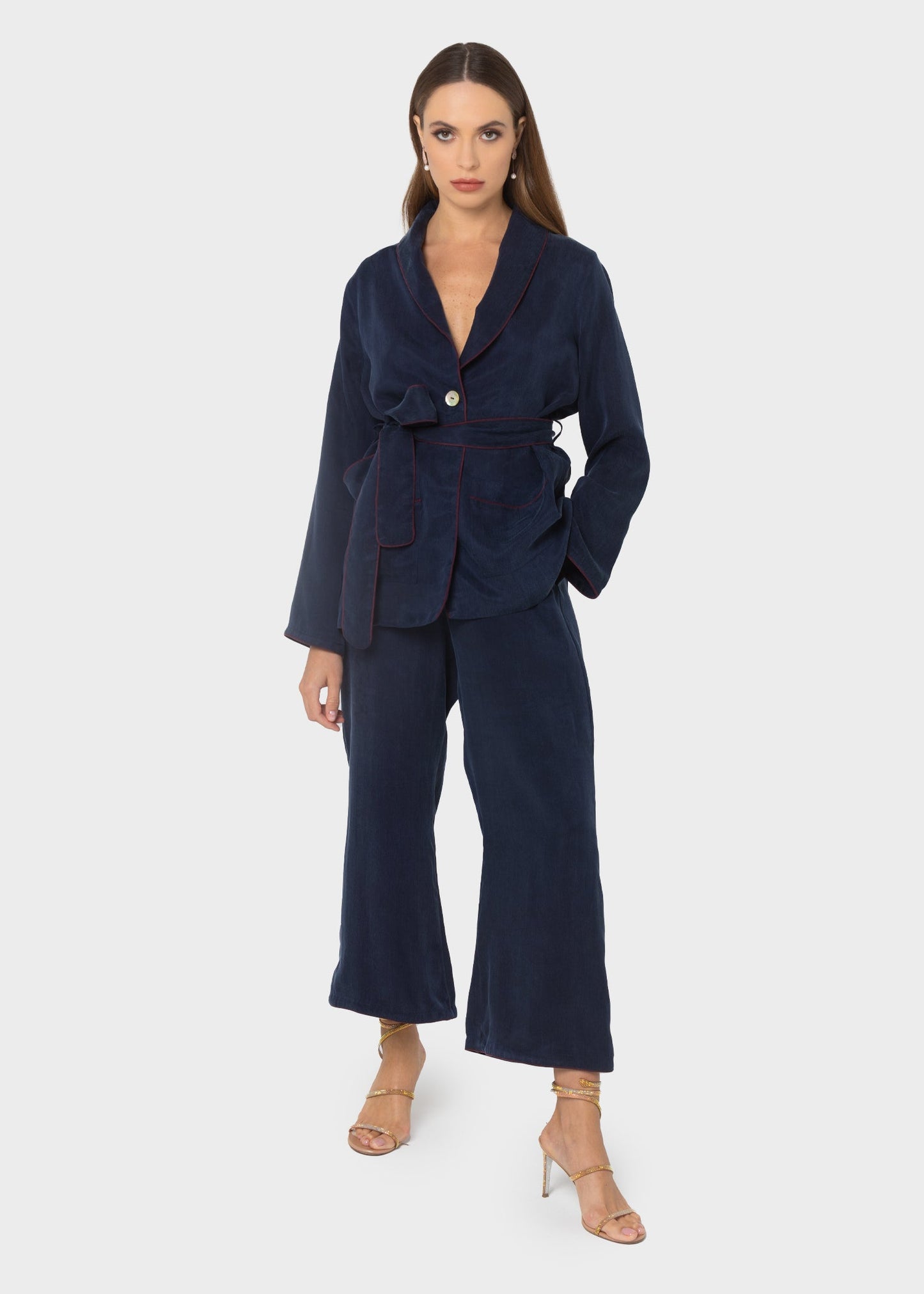 Midnight Blue Grace Cropped Trousers-niLuu