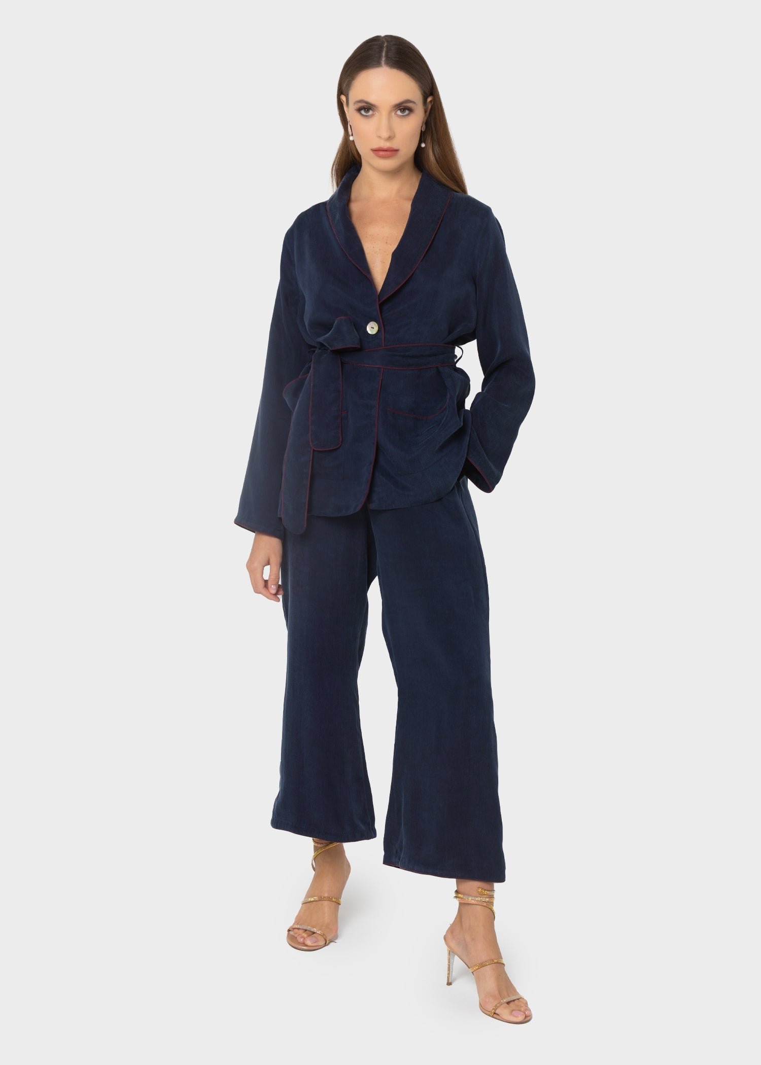 Midnight Blue Grace Cropped Trousers-niLuu