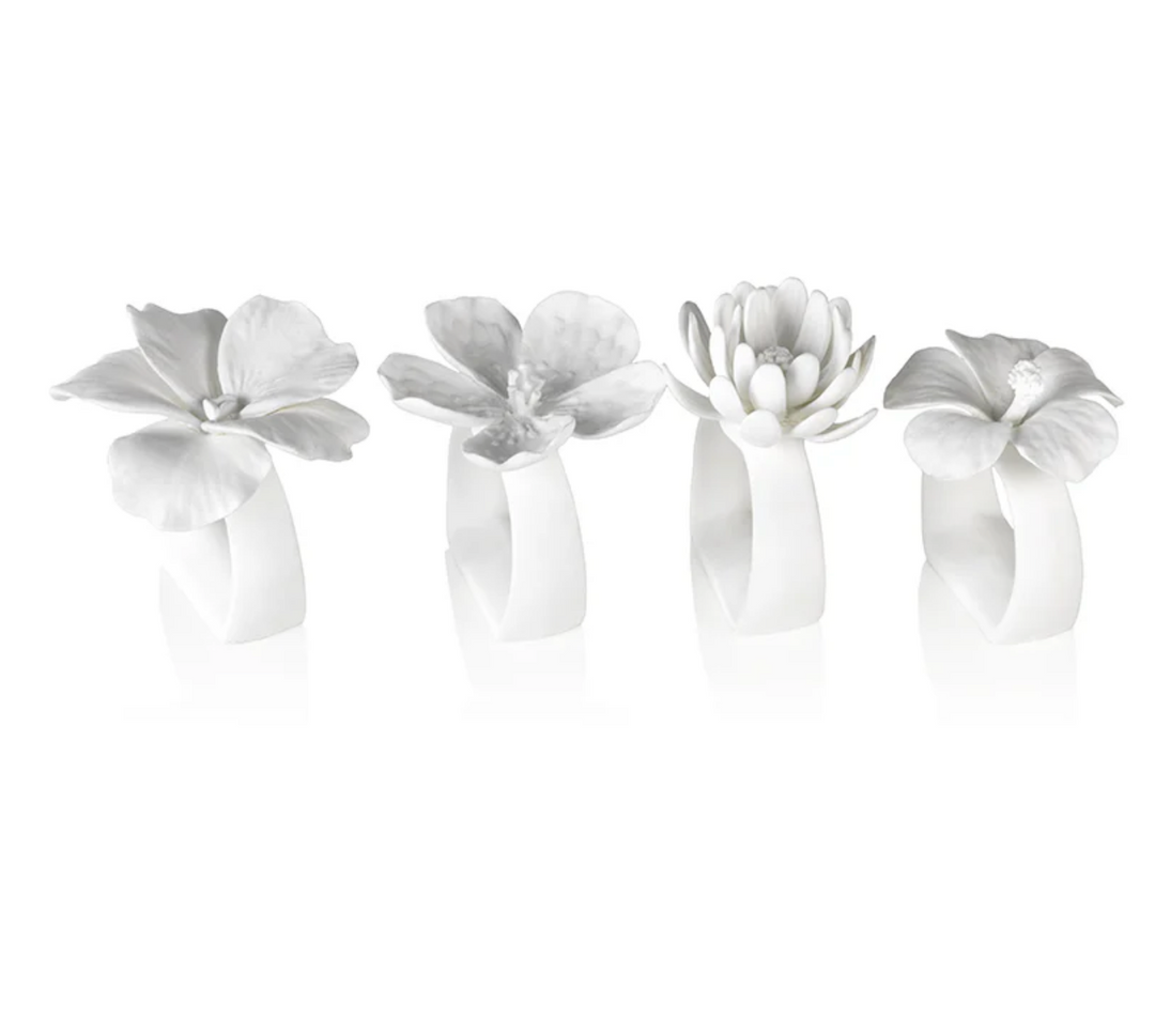 Assorted Bone China Flower Napkin Ring /Set of 4