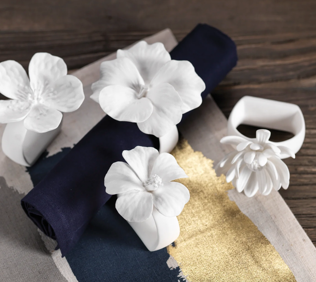 Assorted Bone China Flower Napkin Ring /Set of 4