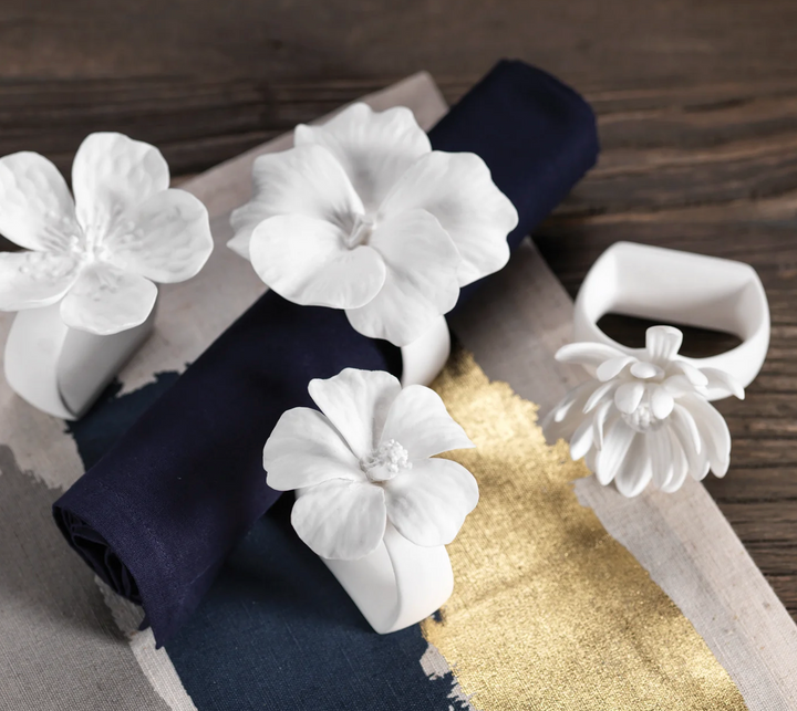 Assorted Bone China Flower Napkin Ring /Set of 4