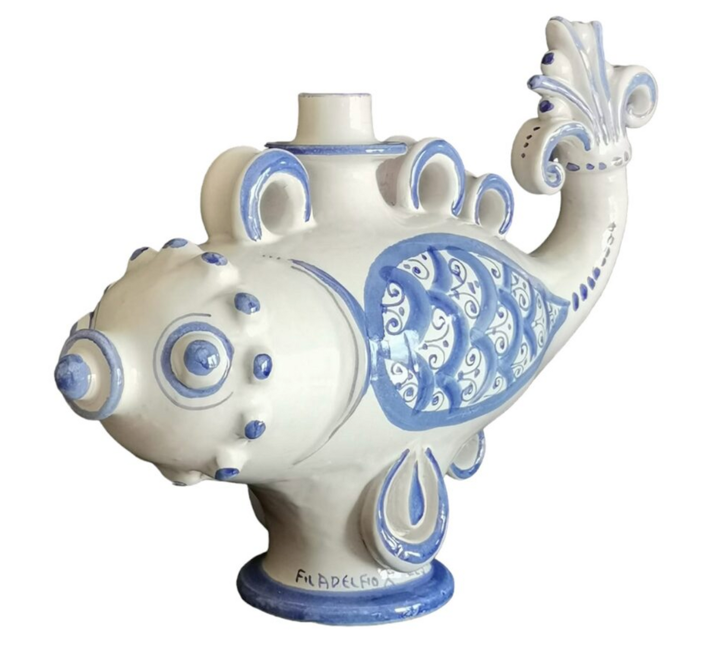 AN ITALIAN HERITAGE CERAMIC CANDLE HOLDER/ FISH