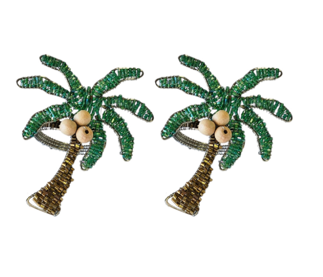 Beaded Palm Napkin Ring - Set of 2