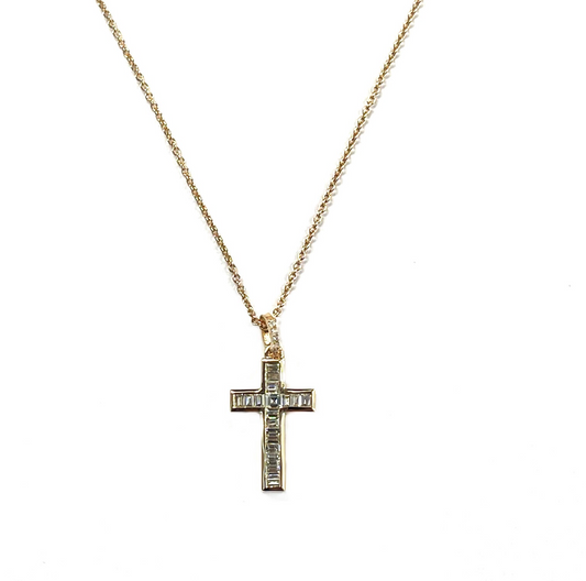 BAGUETTE DIAMOND CROSS NECKLACE