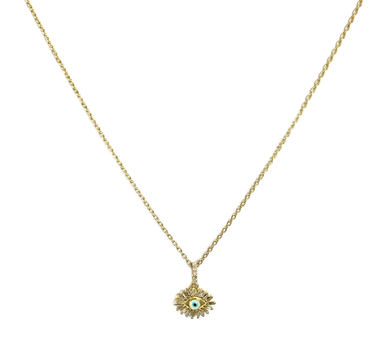 TINY EYE BAGUETTE DIAMOND NECKLACE