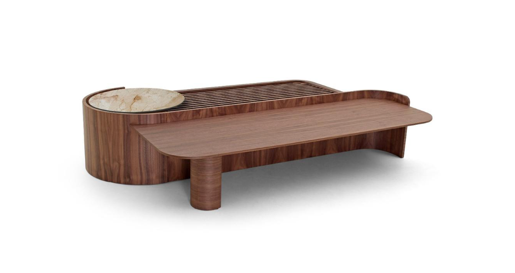 DECK COFFE  TABLE WITH MARBLE TOP