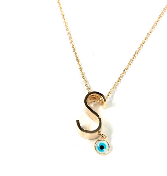 3D INITIAL W EYE NECKLACE