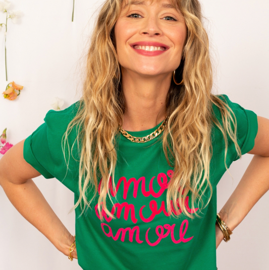 T-shirt Vert Amor Amour Amore