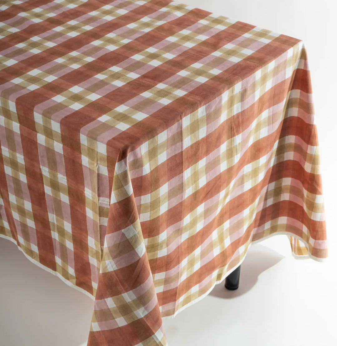 Hand-Printed Cotton Tablecloth