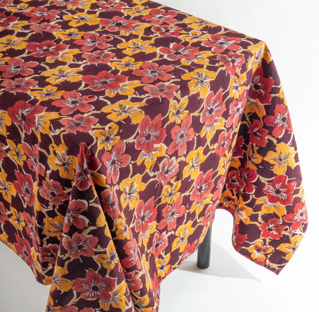 Hand-Printed Cotton Tablecloth