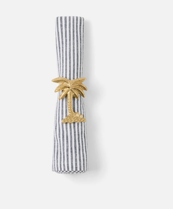 Gold Palm Tree Napkin Rings /Set of 4