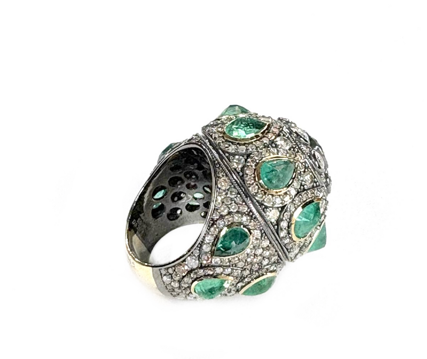 EMERALD DIAMOND DOME RING