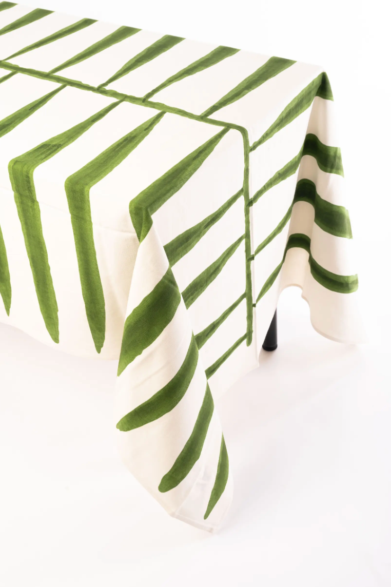 Hand-Printed Cotton Tablecloth