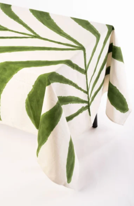 Hand-Printed Cotton Tablecloth