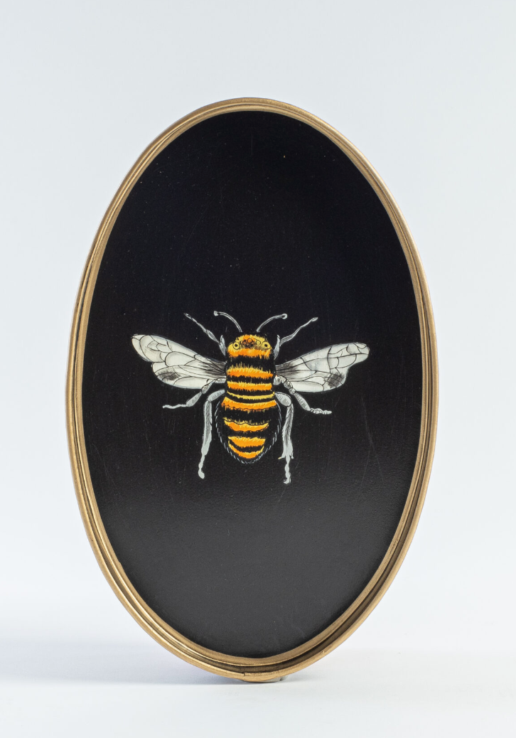 Hand Painted Iron Tray -Black Bee