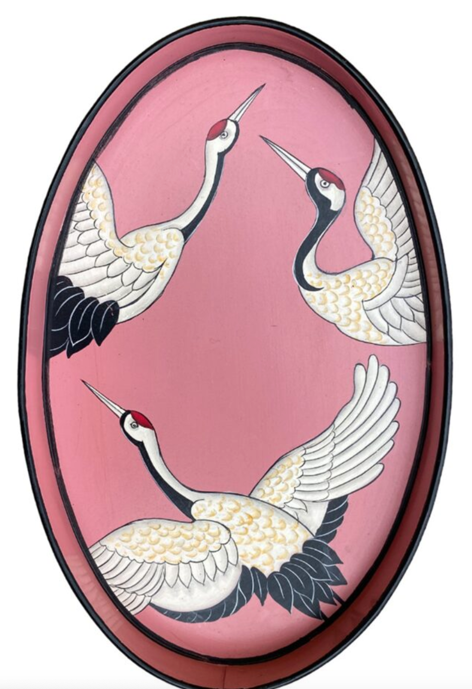 Hand-Painted Iron Tray -Herons