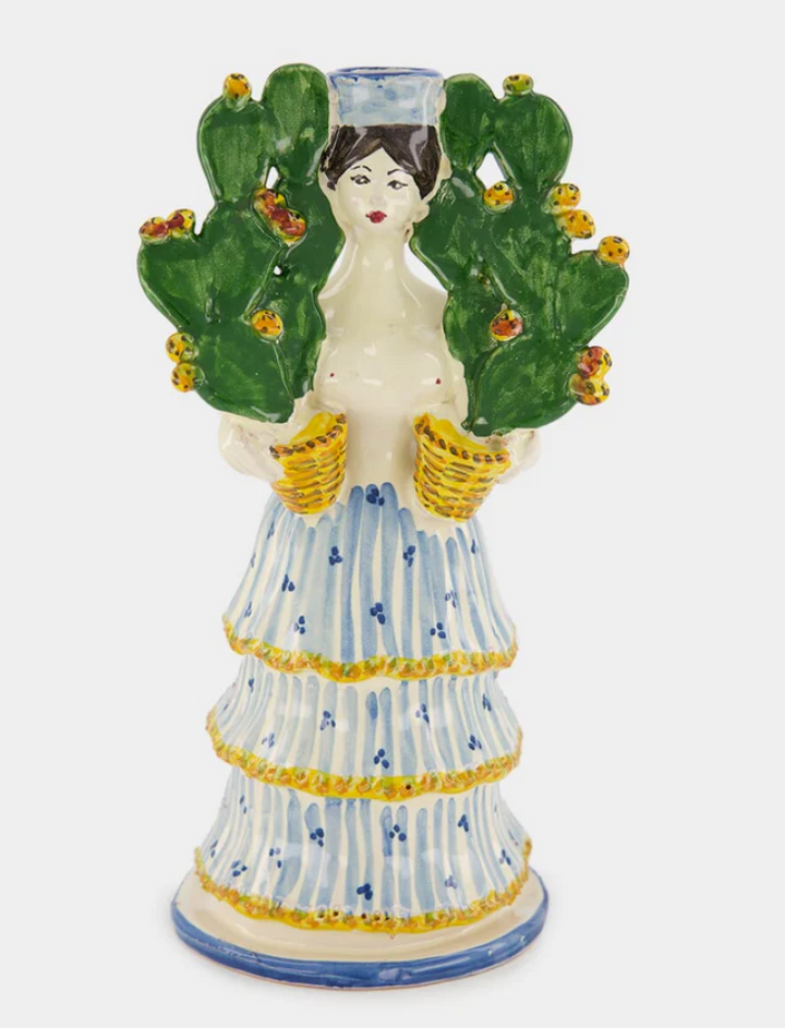 Cactus Woman Porcelain Candle Holder