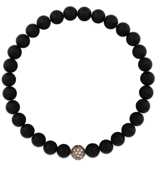 DIAMOND ONYX BEAD STRETCH  BRACELET