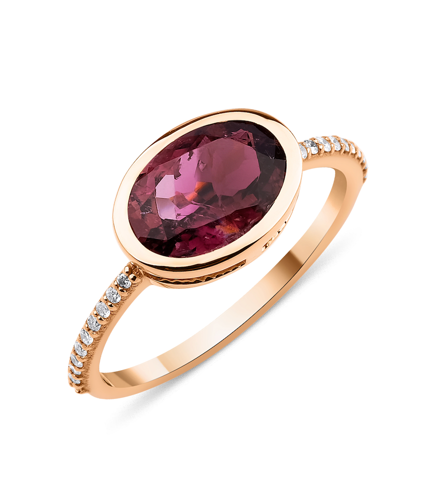 TOURMALINE BEZEL DIAMOND RING