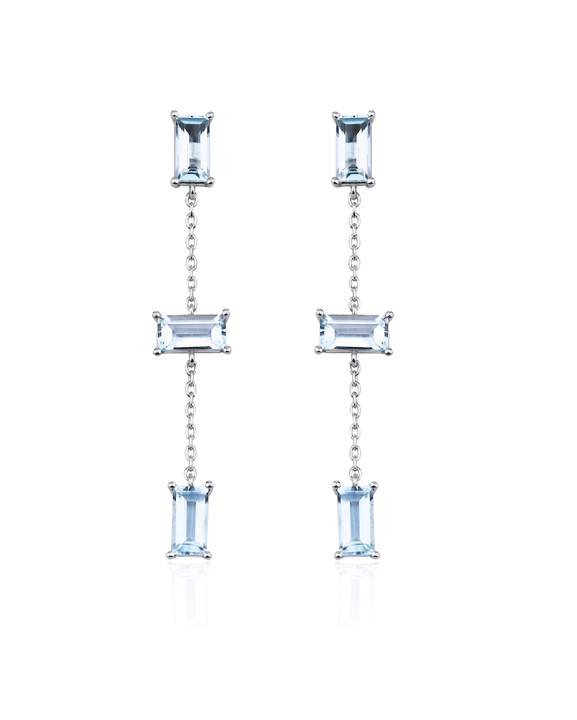 BAGUETTE AQUAMARINE EARRINGS