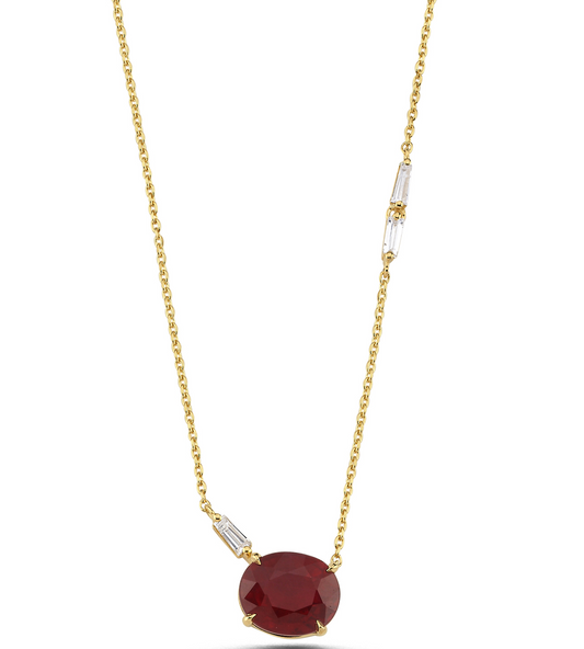 OVAL RUBY DIAMOND NECKLACE
