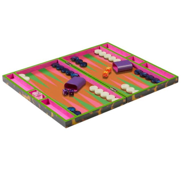 Orange Croc Lacquer Backgammon Set