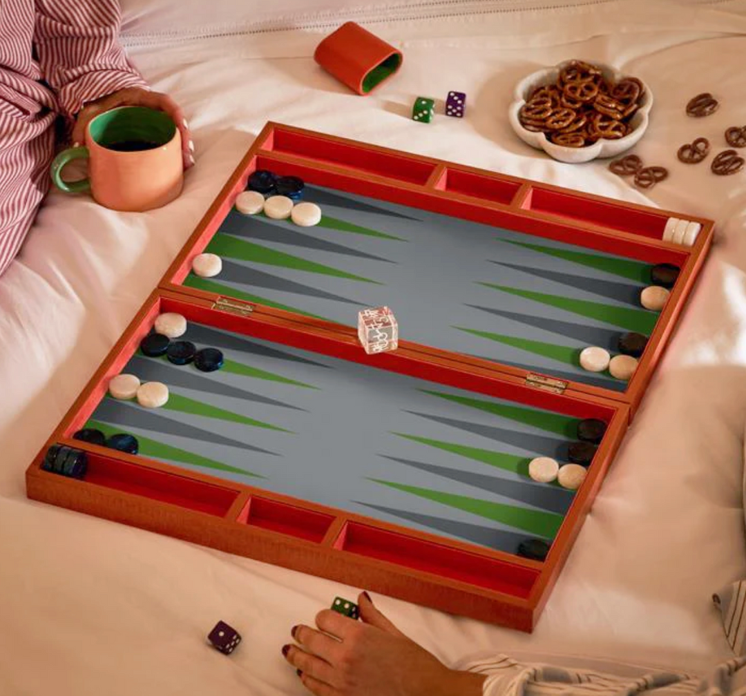 Orange Croc Lacquer Backgammon Set