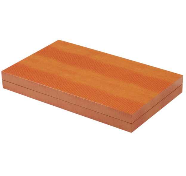 Orange Croc Lacquer Backgammon Set