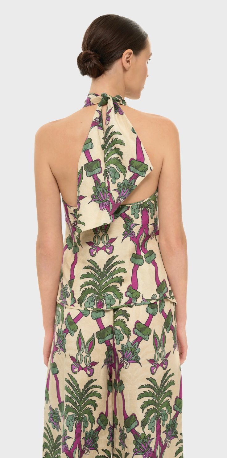 Palmera AquaFlora Cross Halter Top
