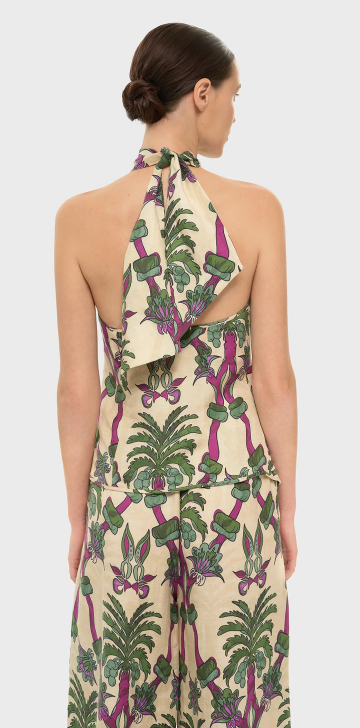Palmera AquaFlora Cross Halter Top