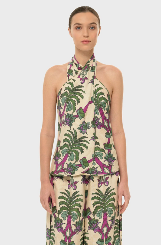 Palmera AquaFlora Cross Halter Top
