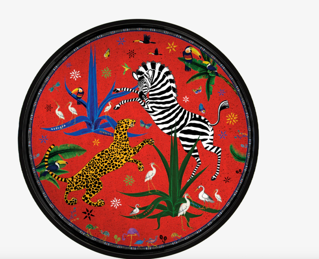 Tray Jungle Round Red