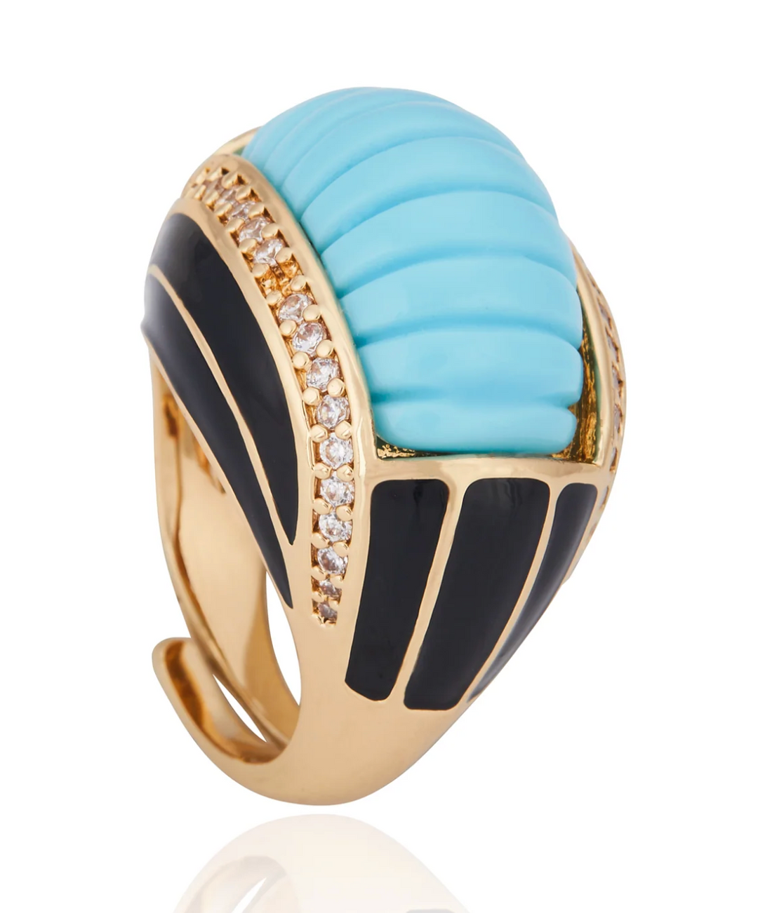 Venice Gondola Ring - Black/TQ/Gold