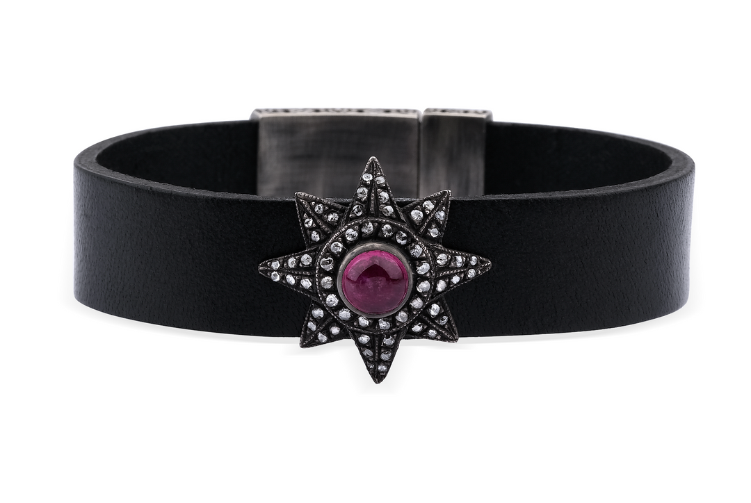 TOURMALINE STAR LEATHER BRACELET