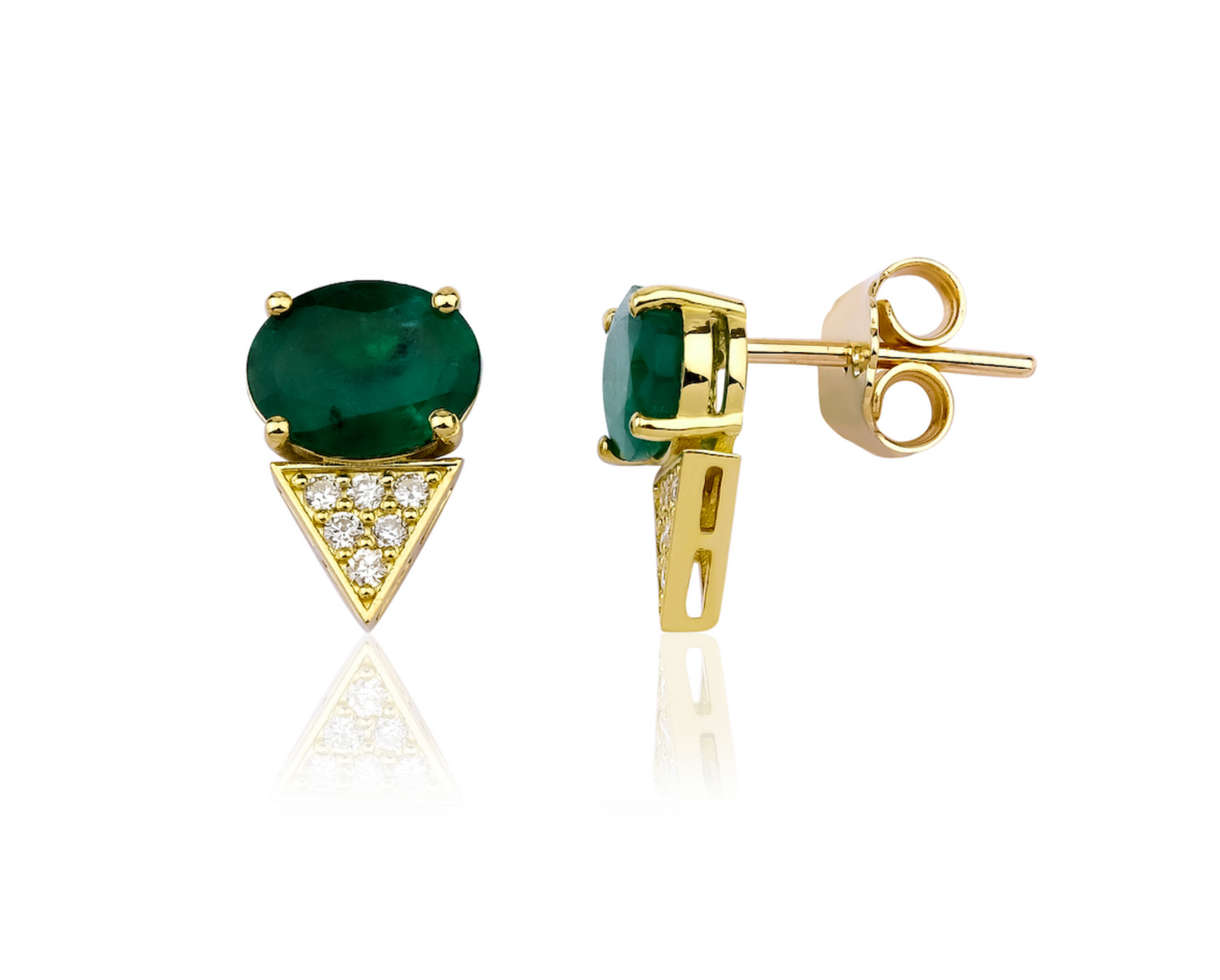 OVAL EMERALD TRIANGLE EARRINGS
